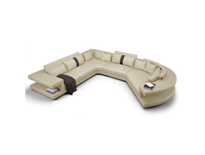 JVmoebel Wohnlandschaft Sofa Couch Polster Rundsofa Rundes Sofa Leder Weiß, Made in Europa, beige schwarz, Ottomane Links - vor dem Sofa stehend JVmoebel Wohnlandschaft Sofa Couch Polster Rundsofa Rundes Sofa Leder Weiß, Made in Europa, beige schwarz, Ottomane Links - vor dem Sofa stehend von OTTO
