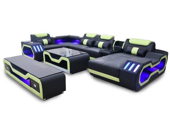 JVmoebel Wohnlandschaft Wohnzimmer set U-Form Ecksofa Couchtisch und TV Ständer Modern, 3 Teile, Made in Europa, beige grün schwarz von OTTO