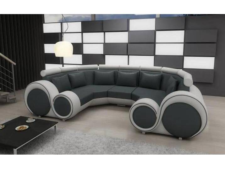 JVmoebel Wohnlandschaft XXL WOHNLANDSCHAFT LEDERSOFA DESIGN POLSTER GARNITUR COUCH ECKSOFA BIG, Made in Europa, grau, Dunkelgrau/Weiß von OTTO