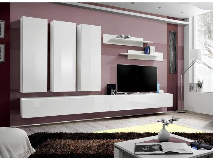 JVmoebel Wohnwand Designer Wohnwand aus Holz – Komplettset für das Wohnzimmer, (8-St., Wohnwand + 2x TV Ständer + 3x Wandschrank + 2x Wandregale) von OTTO