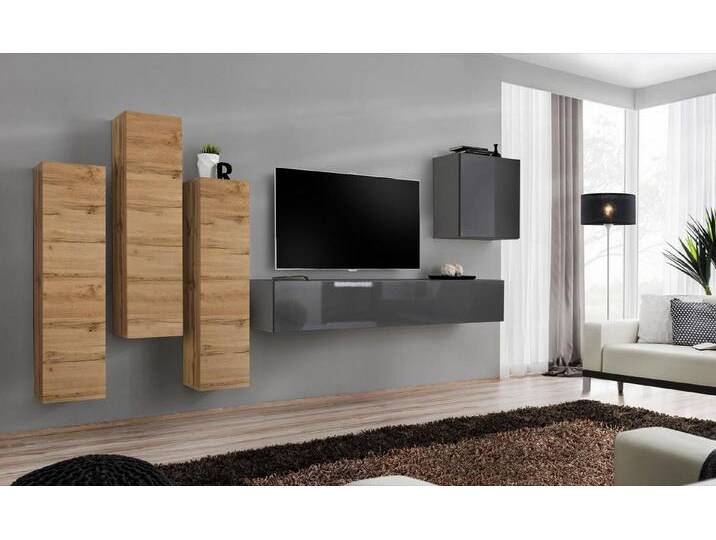 JVmoebel Wohnwand Luxus Wohnzimmer Möbel Set 5-teilig Wandschrank Einrichtung, (6-St., 1x Wohnwand + 1x TV Ständer + 4x Wandschrank), Made in Europa von OTTO