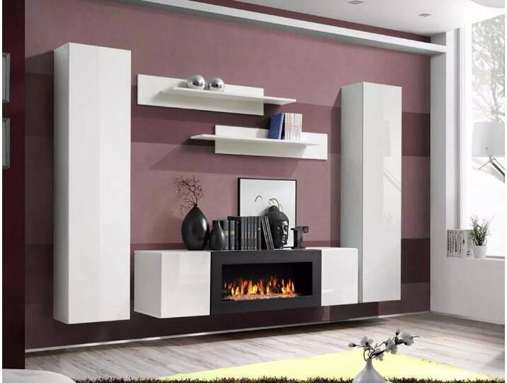 JVmoebel Wohnwand Modern Wohnwand Designer Einrichtung Wand Regale Hänge Vitrine Sofort, (6-St., Wohnwand), Made in Europa, weiß von OTTO