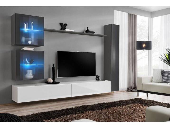 JVmoebel Wohnwand Moderne Designer Wohnwand und TV-Ständer in Grau, (7-St), Made in Europa, grau von OTTO