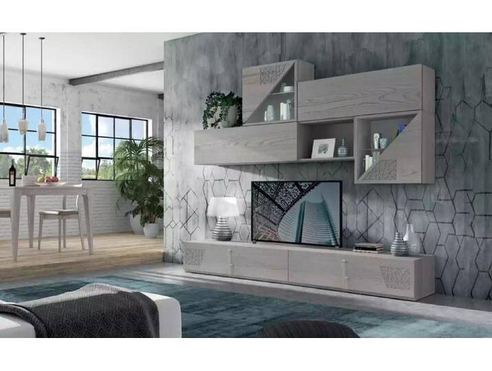 JVmoebel Wohnwand Moderne Holz Wandregale - Stilvolles Sideboard für Ihr Wohnzimmer, (2-St., Wohnwand), Made in Europa, grau von OTTO