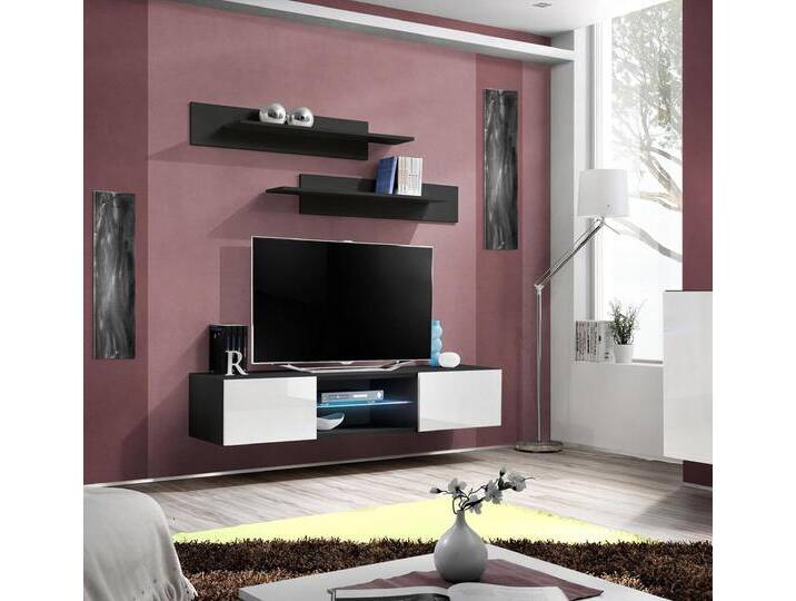 JVmoebel Wohnwand Schicke Designer-Wandregale und TV-Ständer in Schwarz, Made in Europa, schwarz JVmoebel Wohnwand Schicke Designer-Wandregale und TV-Ständer in Schwarz, Made in Europa, schwarz von OTTO
