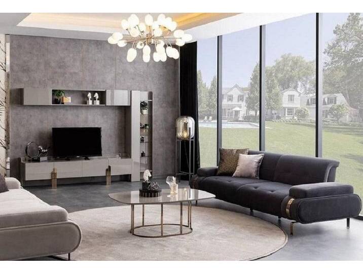 JVmoebel Wohnwand Sideboard Wandschrank Bücherregal Sofa 3 Sitzer Couchtisch Wohnwand, (5-St., Sofa 3 Sitzer + Couchtisch + Sideboard + Bücherregal + Wandschrank) von OTTO