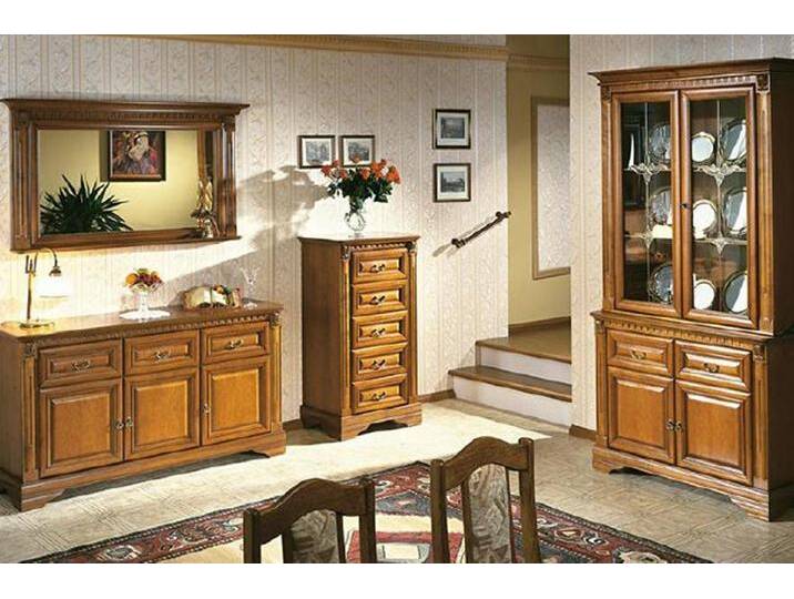 JVmoebel Wohnwand Wohnzimmer Set 4-teilig Landhaus Stil Kommode Vitrine Sideboard, Made in Europa, braun von OTTO
