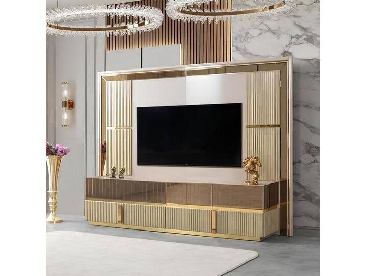 JVmoebel Wohnwand rtv Wohnwand tv Wand Vitrine Wohnzimmer Fernseher Regal Wohnwände, (Wohnwand), Made in Europa, beige von OTTO