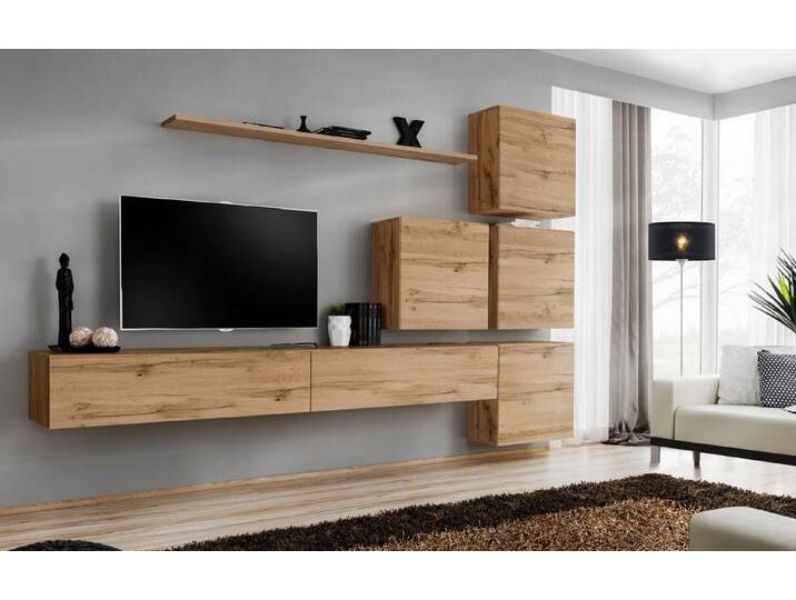 JVmoebel Wohnwand Braunes 8-teiliges Set für TV-Ständer und Wohnwand Regal, (8-St., 1x Wohnwand + 2x TV Ständer + 4x Wandschrank + 1x Wandregal) von OTTO