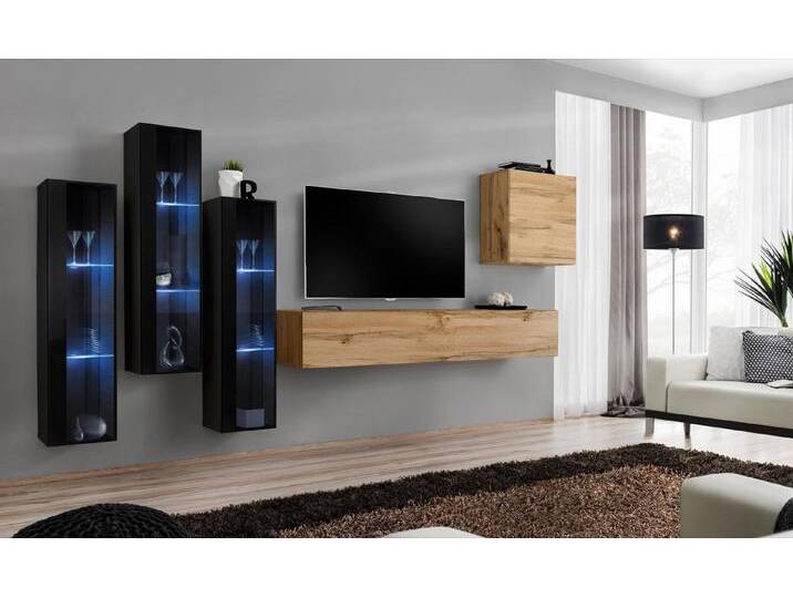 JVmoebel Wohnwand Design Wohnwand in Braun mit TV-Ständer und Schrank aus Holz, (6-St., 1x Wohnwand + 1x TV Ständer + 4x Wandschrank), Made in Europa von OTTO