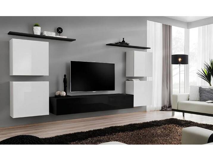 JVmoebel Wohnzimmer-Set Eleganter Weißer Wandschrank für Luxus Wohnzimmermöbel, (8-St., 1x Wohnwand + 1x TV Ständer + 4x Wandschrank + 2x Wandregal) von OTTO