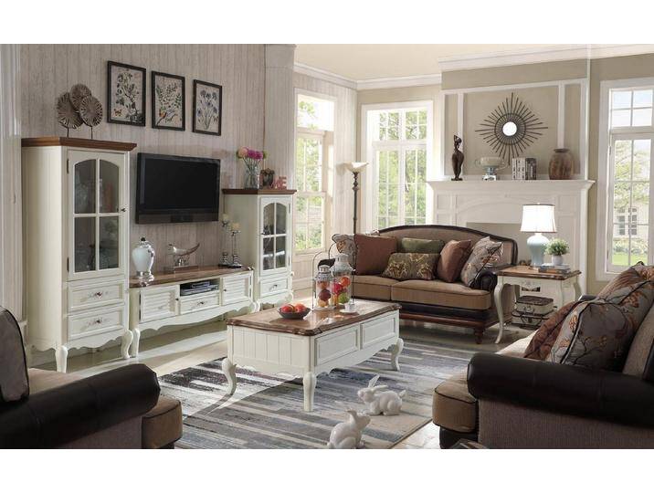 JVmoebel Wohnzimmer-Set Landhausstil Vitrine Wohnwand Sideboard Holzschrank Wohnzimmer, (3tlg.Wohnzimmer Set (Sideboard + 2xVitrine), Made in Europa von OTTO
