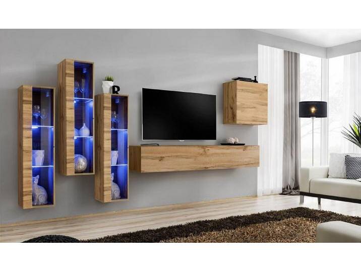 JVmoebel Wohnwand Luxuriöse Hochglanz Wohnwand für das Wohnzimmer mit TV-Ständer, (6-St., 1x Wohnwand + 1x TV Ständer + 4x Wandschrank) von OTTO