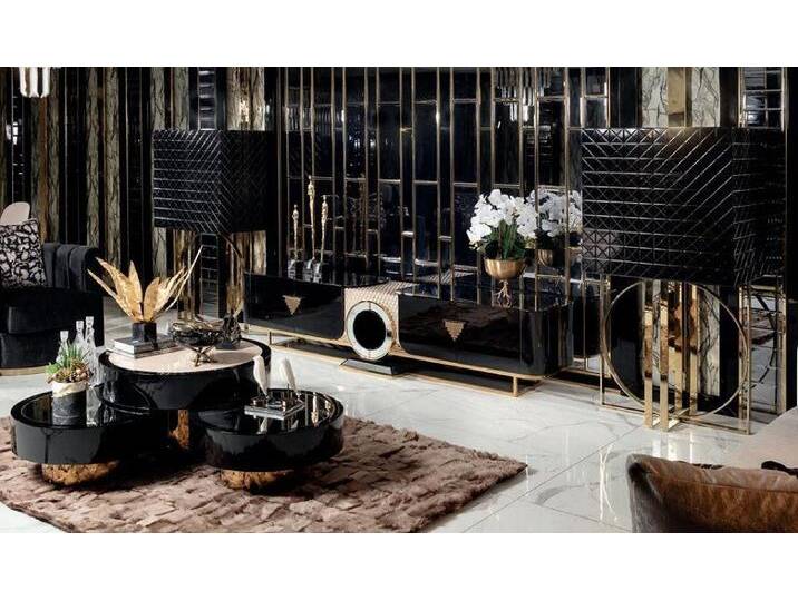 JVmoebel Wohnzimmer-Set Luxus Wohnzimmer Set Beistelltisch Loungetisch Designer Vitrone, (4-St., Wohnzimmer Set 4tlg (Couchtisch + Sideboard + 2x Vitrine) von OTTO