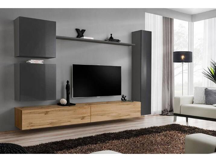 JVmoebel Wohnwand Moderne Wohnwand 6-teiliges Wandschrank Set mit Sideboard, (7-St., 1x Wohnwand + 2x TV Ständer + 3x Wandschrank + 1x Wandregal) von OTTO