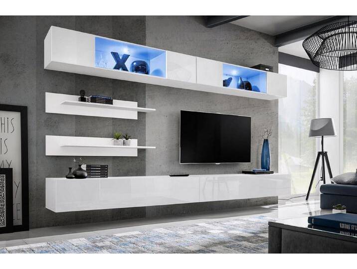 JVmoebel Wohnwand Moderne Wohnwand aus Holz im ansprechenden Design für Ihr Wohnzimmer, (7-St., 1x Wohnwand + 2x TV Ständer + 2x Wandschrank + 2x Wandregal) von OTTO