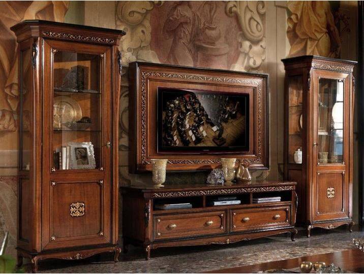 JVmoebel Wohnzimmer-Set Set 4tlg. Wohnzimmer rtv Vitrine Kommode Couchtisch Holz Garnitur, Made in Italy, braun JVmoebel Wohnzimmer-Set Set 4tlg. Wohnzimmer rtv Vitrine Kommode Couchtisch Holz Garnitur, Made in Italy, braun von OTTO