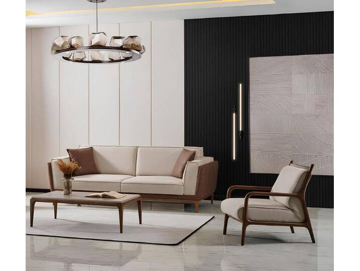JVmoebel Polstergarnitur Elegante Polstergarnitur Set Sofa 3-Sitzer Sessel Couchtisch, (Wohnzimmer Set3tlg. (Sofa 3 Sitzer + Sessel + Couchtisch) von elegante