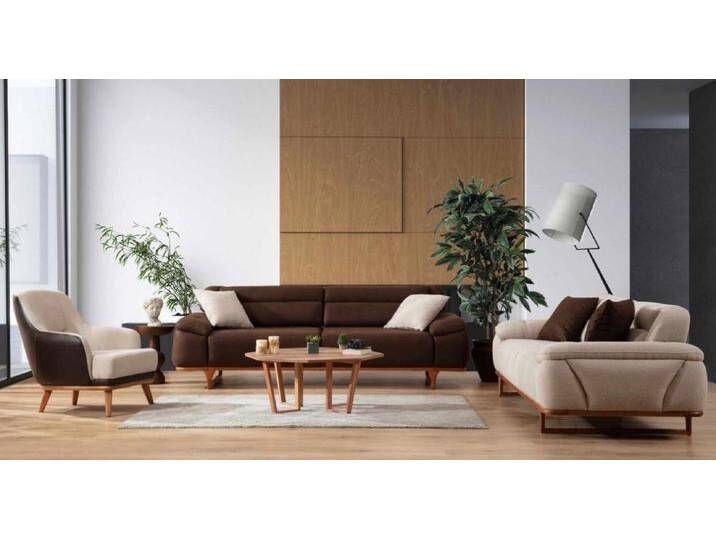 JVmoebel Polstergarnitur Elegante Polstergarnitur Braun Dreisitzer Sessel Set 3+3+1+1, (4-tlg., 2x Sofa 3-Sitzer/2x Sessel), Made in Europa, braun von elegante