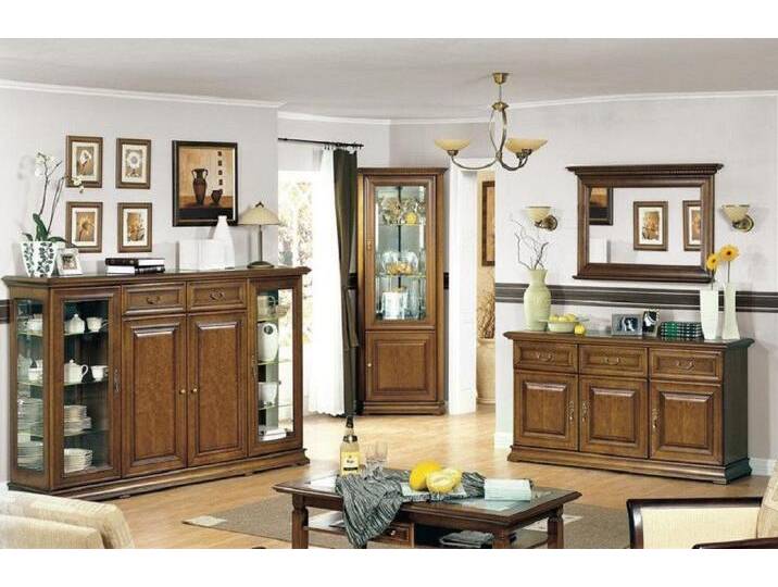 JVmoebel Wohnzimmer-Set Wohnzimmer Möbel Eckvitrine Sideboard mit Spiegel Klassisches Buffet, (4-St., 4tlg Wohnzimmer Set (Buffet + Eckvitrine + Sideboard + Spiegel) von OTTO
