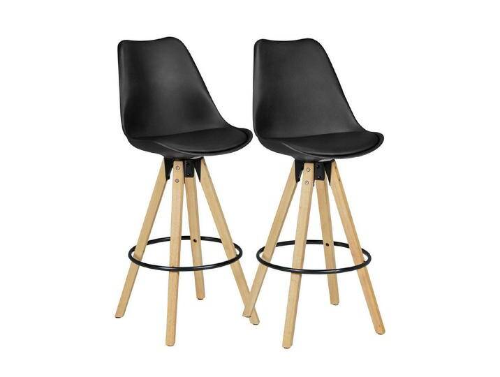 KADIMA DESIGN Barhocker 2er Set Barhocker LIMA Schwarz Retro Design Kunstleder Holz mit Lehne (Tresenhocker Sitzhöhe 77 cm) von OTTO