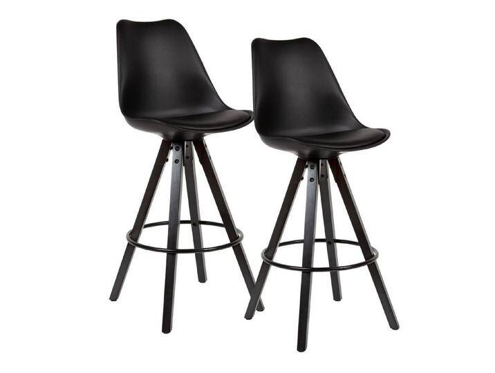 KADIMA DESIGN Barhocker 2er Set Barhocker Schwarz Kunstleder / Massivholz (Tresenhocker mit Lehne Sitzhöhe 77 cm) von OTTO