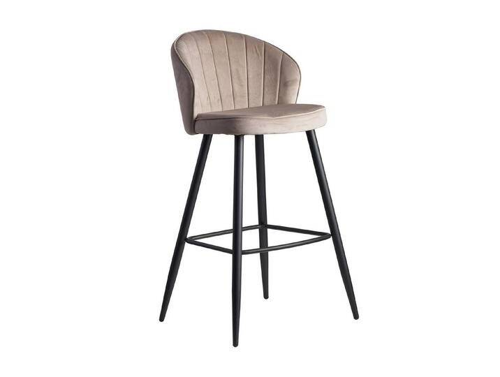 KADIMA DESIGN Barhocker Barhocker Samt Beige Hocker mit Lehne 56x102,5x52,5 cm, Küchenhocker (Bistrohocker Gepolstert), Skandinavisch Stoff / Metall 110 kg, Design Barstuhl Tresenhocker von OTTO