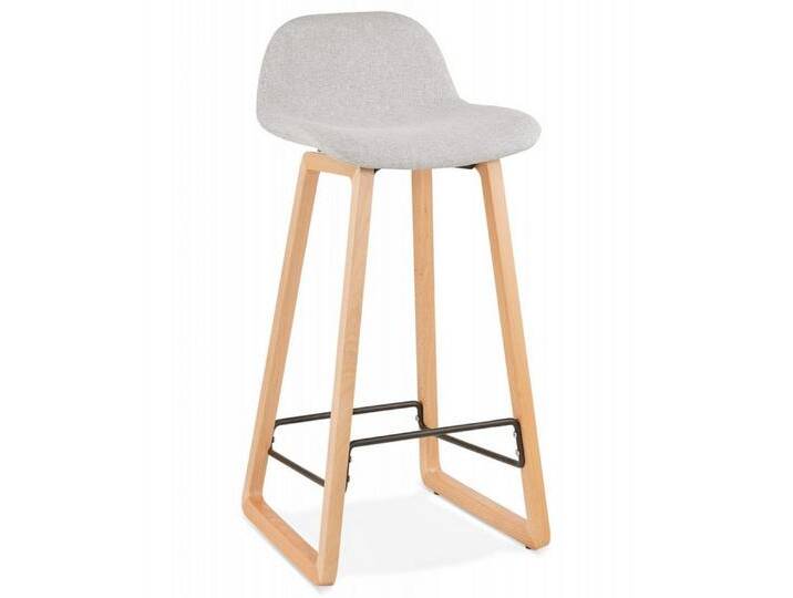 KADIMA DESIGN Barhocker Barhocker Skandinavisch Holz Textil Küchenhocker in Grau Beige (46x47x86,5 cm Sitzhöhe 75 cm Baltik Mini Kollektion) von OTTO