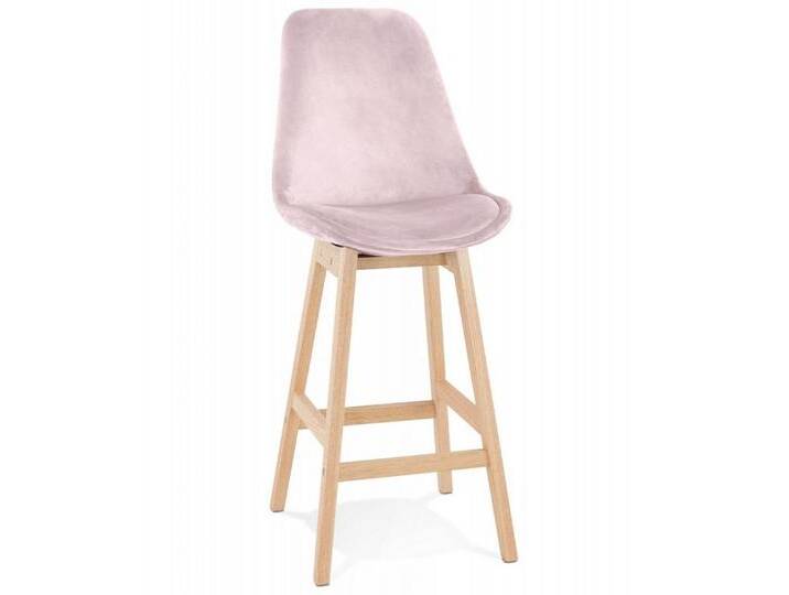 KADIMA DESIGN Barhocker Hochstuhl und Küchenhocker aus Holz mit Samtbezug 48x56x103 cm (Barhocker mit hoher Rückenlehne Rosa Beige) von OTTO