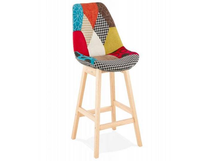 KADIMA DESIGN Barhocker Hochstuhl und Küchenhocker aus Holz und Textilien 49x56x104 cm (Barhocker mit Rückenlehne für Kücheninsel CUPIDON MINI) von OTTO