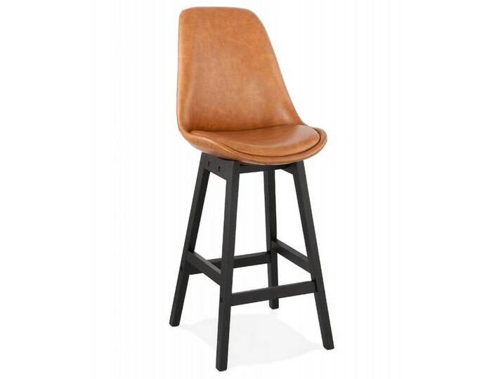 KADIMA DESIGN Barhocker Mittelhoher Snackhocker aus Holz mit Kunstleder Modernes Design (Küchenhocker mit hoher Rückenlehne ELENA MINI Kollektion), Barstuhl mit breiter Sitzfläche 46 cm 48x56x102 cm Sitzhöhe 65 cm von OTTO