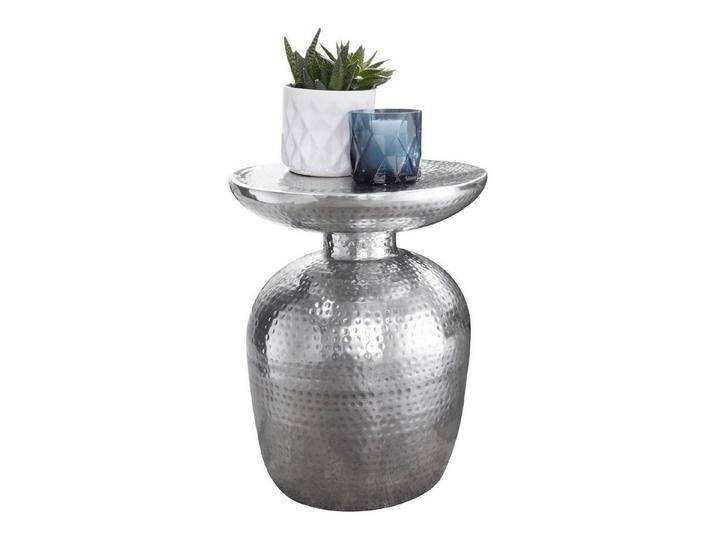 KADIMA DESIGN Beistelltisch Beistelltisch Aluminium 36,5x46x36,5 cm Dekotisch Silber orientalisch (Kleiner Hammerschlag Abstelltisch), rund, Designer Ablagetisch Metall modern von OTTO