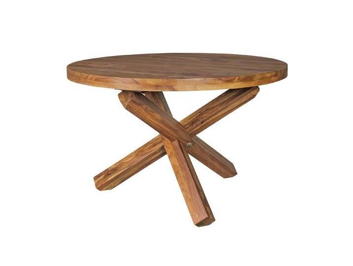 KADIMA DESIGN Esstisch Design Esszimmertisch BOHA rund Ø 120 cm x 75 cm Sheesham Massiv-Holz (Küchentisch Tisch für Esszimmer braun), Landhaus Esstisch 4 Personen, braun von OTTO