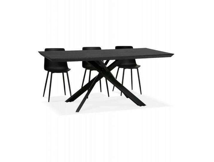 KADIMA DESIGN Esstisch Esstisch Schwarz Holz Metall 200x100 cm Industrie Stil (Küchentisch mit X-förmigem Zentralgestell WALABY Kollektion), Esszimmertisch X-Fuß Design Für 8 Personen, schwarz von OTTO