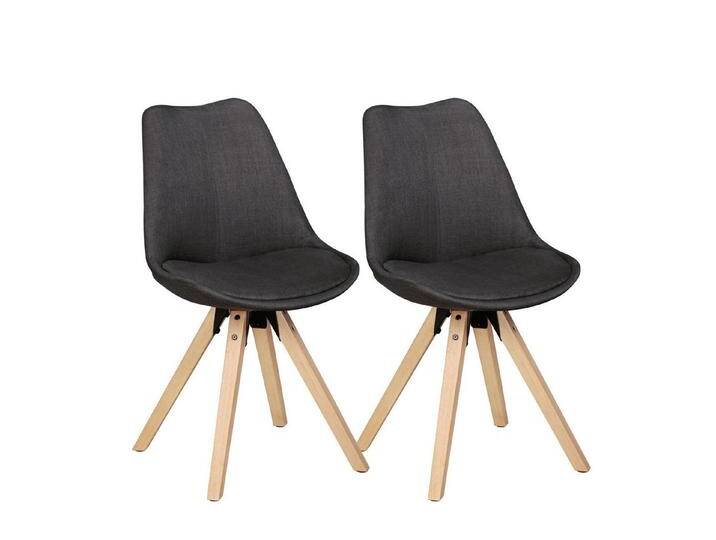KADIMA DESIGN Esszimmerstuhl 2er Set Retro Esszimmerstuhl LIMA Anthrazit Polsterstuhl Stoff-Bezug (Rückenlehne Design Küchen-Stuhl gepolstert), grau von OTTO