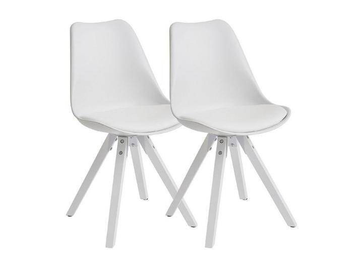 KADIMA DESIGN Esszimmerstuhl 2er Set Retro Esszimmerstuhl Weiß Skandinavisch, Polsterstuhl (Rückenlehne, Küchenstuhl mit weißen Beinen, Stuhl Kunstleder) von OTTO