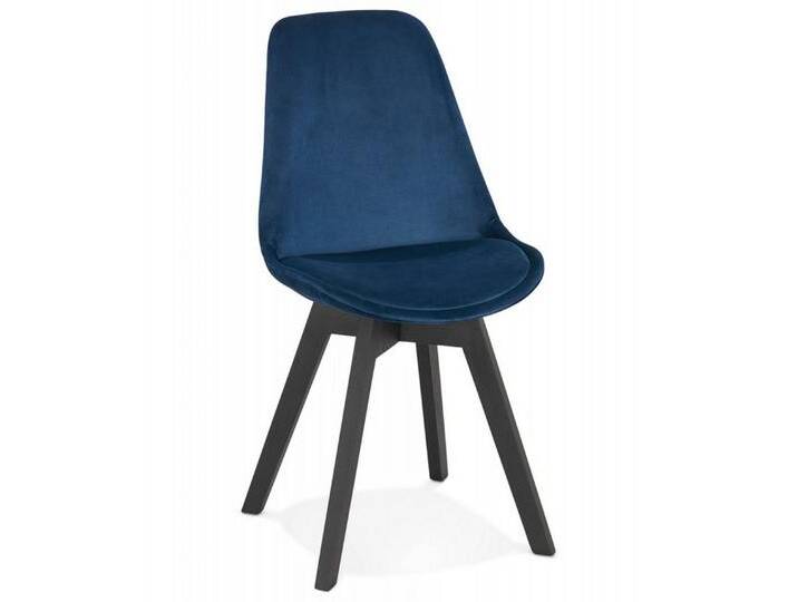 KADIMA DESIGN Esszimmerstuhl Blauer Samtstuhl JOE Der blaue Samtstuhl „JOE“ mit schwarzer (Holzstruktur passt zu allen Einrichtungsstilen 48x56x85 cm), Esszimmerstuhl Holz von OTTO