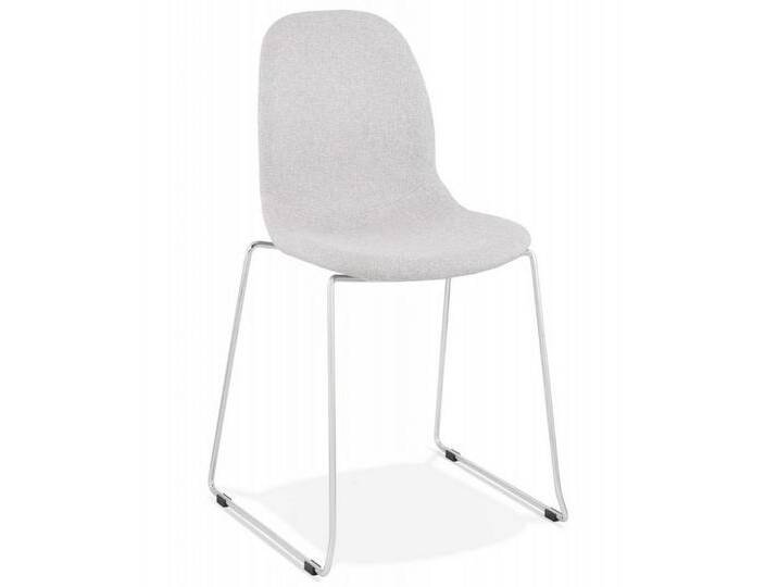 KADIMA DESIGN Esszimmerstuhl Designerstuhl DISTRIKT Kufenstuhl aus bequemem hellgrauem Stoff im (Designerstil mit verchromter Metallstruktur 54,5x50x85 cm), Esszimmerstuhl Metall von OTTO