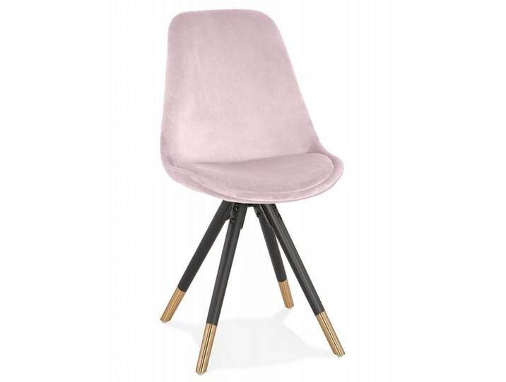 KADIMA DESIGN Esszimmerstuhl Designerstuhl HAMILTON Der HAMILTON-Stuhl ist ein Vintage-Stuhl aus (rosafarbenem Samt mit leicht gepolsterter Sitzfläche für mehr Komfort), 48x56x83 cm Esszimmerstuhl Holz von OTTO