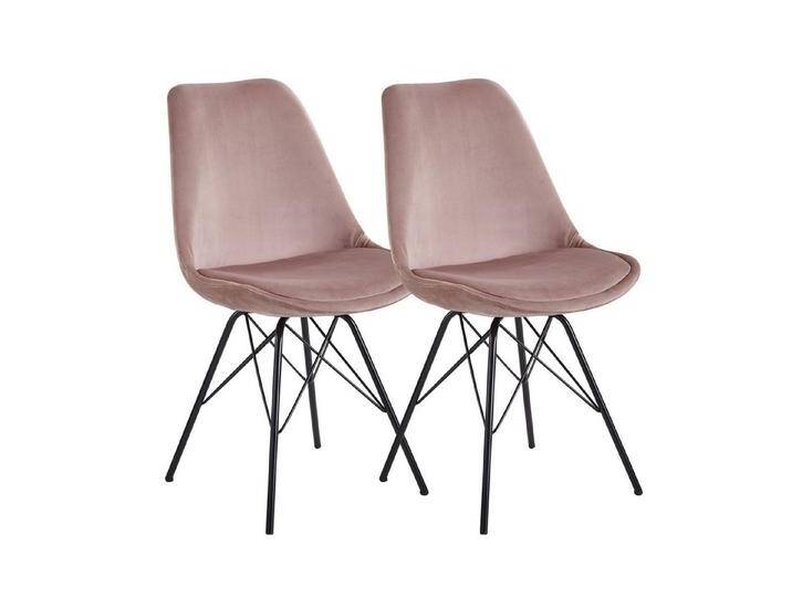 KADIMA DESIGN Esszimmerstuhl Esszimmerstuhl 2er Set Samt Rosa Küchenstuhl mit schwarzen Beinen, (Schalenstuhl Skandinavisches Design, Polsterstuhl mit Stoffbezug), Stuhl Gepolstert von OTTO