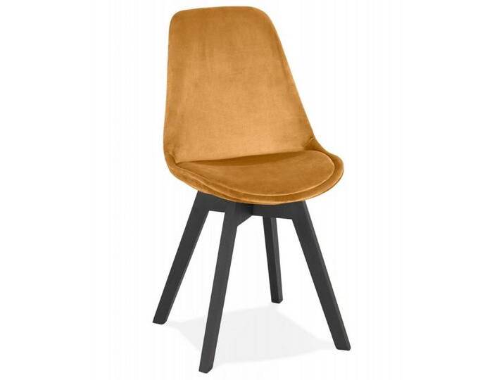 KADIMA DESIGN Esszimmerstuhl Senffarbener Samtstuhl JOE Der senffarbene Samtstuhl „JOE“ mit (schwarzer Holzstruktur passt zu allen Einrichtungsstilen 48x56x85), cm Esszimmerstuhl Holz von OTTO