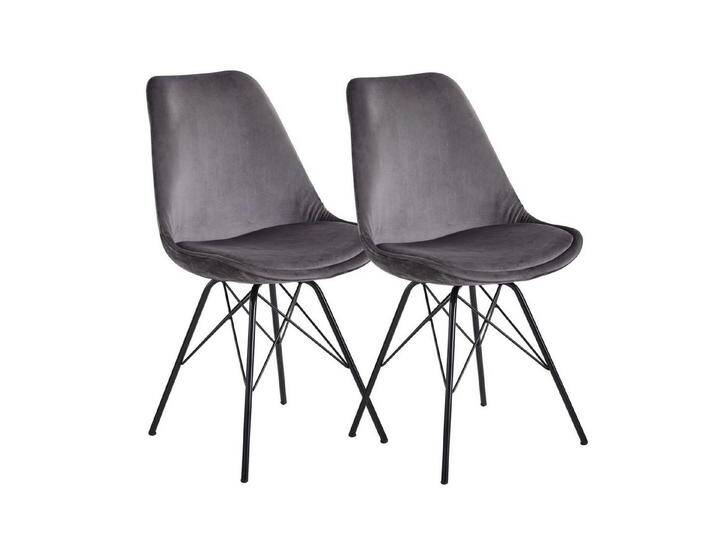 KADIMA DESIGN Esszimmerstuhl Skandinavische Esszimmerstühle, 2er Set, Samt/Kunststoff, grau schwarz, Samt von OTTO