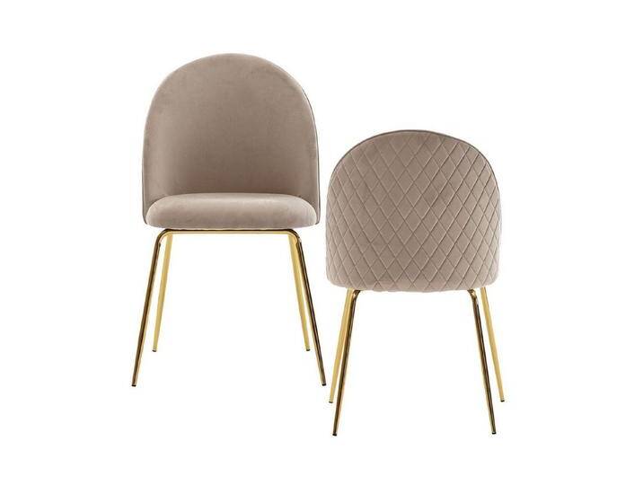 KADIMA DESIGN Esszimmerstuhl Skandinavischer Küchenstuhl 2er Set mit Diamantrücken & Samtbezug, beige von OTTO