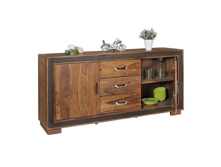 KADIMA DESIGN Kommode Design Sideboard Massivholz mit Kunstleder 160x44x80 cm Anrichte (Kommode mit Schubladen & Türen) von OTTO