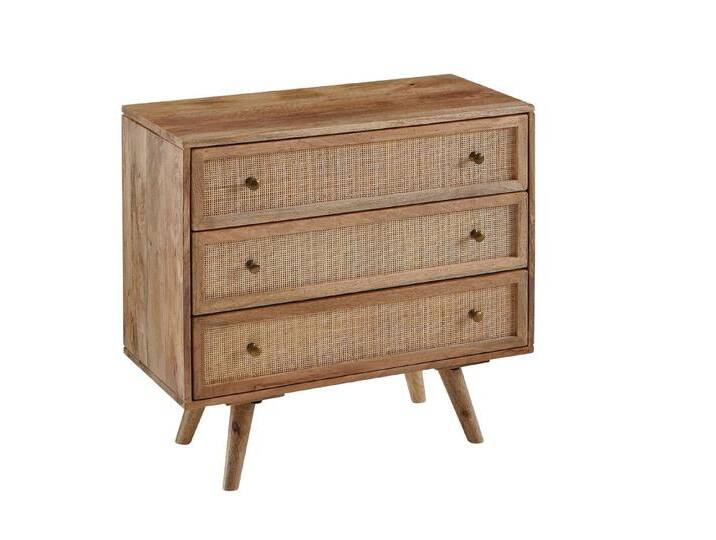 KADIMA DESIGN Kommode Sideboard 80x75x40 cm Mango Massivholz / Rattan Vintage Anrichte, (Wohnzimmer Rohrgeflecht), Kommode 3 Schubladen, Hoher Kommodenschrank Holz Massiv von OTTO