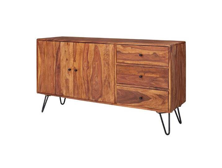 KADIMA DESIGN Kommode Sideboard Massivholz 145x75x40 cm Landhaus Kommode Anrichte Schrank (Holz, Kommodenschrank Massiv Wohnzimmer), Design Anrichte mit 3 Schubladen & 2 Türen von OTTO