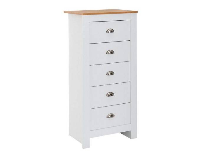 KADIMA DESIGN Kommode Sideboard mit 5 Schubladen 53x114x39 cm Kommode Weiß / Eiche Modern (Schubladenkommode Wohnzimmer), Design Anrichte Hoch Schmal von OTTO