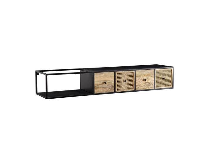 KADIMA DESIGN Lowboard Lowboard Hängend Mango Massivholz / Metall 150x25x35 cm TV-Schrank (Wand, TV-Kommode Fernsehkommode zum Aufhängen), Schwarz, Design Fernsehtisch Wiener Geflecht Modern von OTTO
