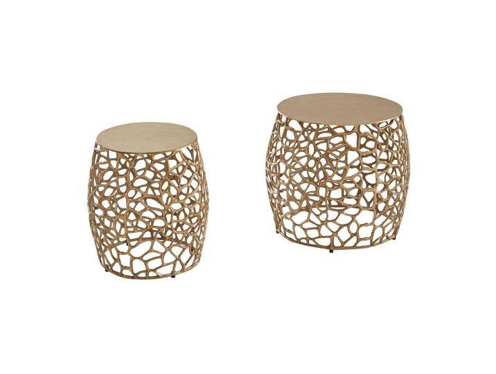 KADIMA DESIGN Satztisch Beistelltisch 2er Set Aluminium Gold Design Satztisch Metall Rund (Sofatisch 2-teilig Wohnzimmer) von OTTO