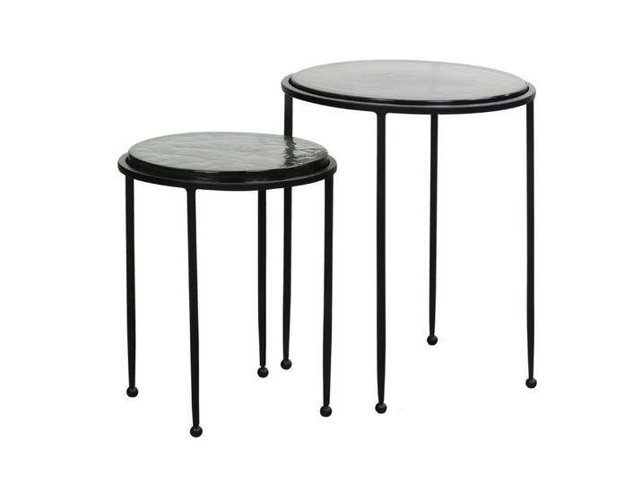 KADIMA DESIGN Satztisch Beistelltisch 2er Set Grün Schwarz Design Satztisch Glas Metall Rund, (abnehmbare Tischplatte), Wohnzimmertisch Modern, Ausgefallener Couchtisch von OTTO